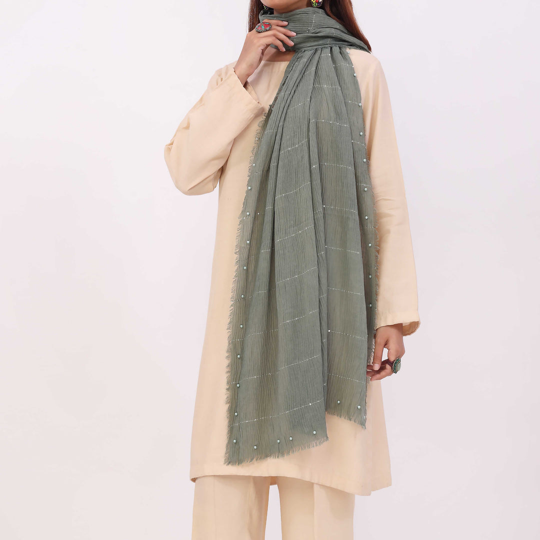 Green Embroidered Stole PD5302