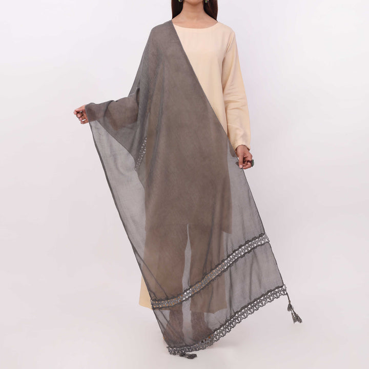 Black Embroidered Stole PD5317