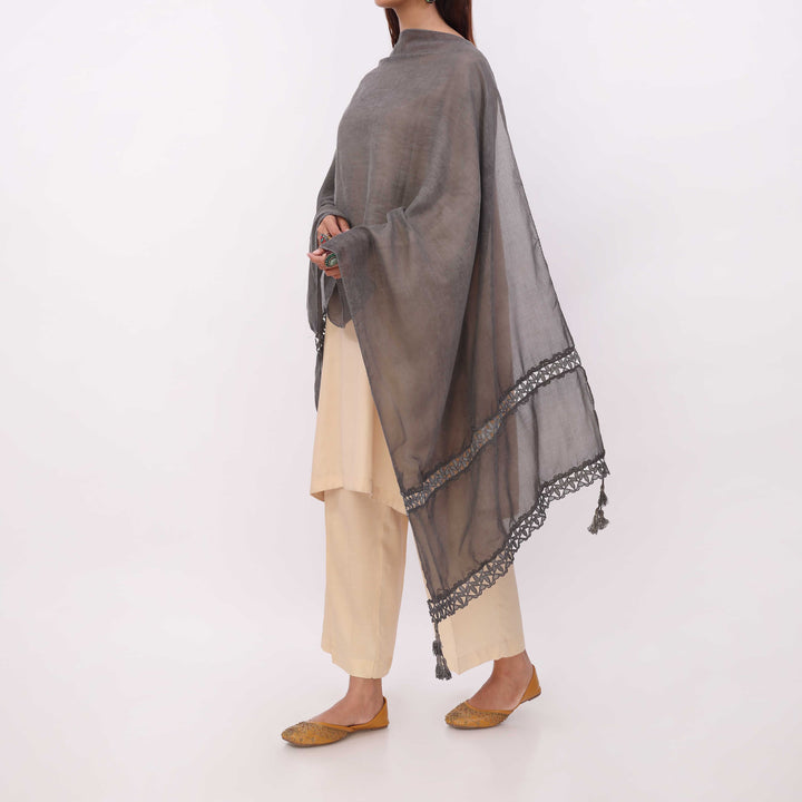 Black Embroidered Stole PD5317
