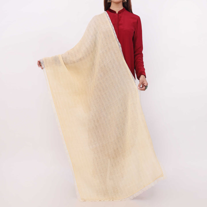 Cream Embroidered Stole PD5319