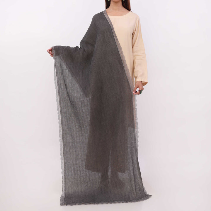 Black Embroidered Stole PD5322