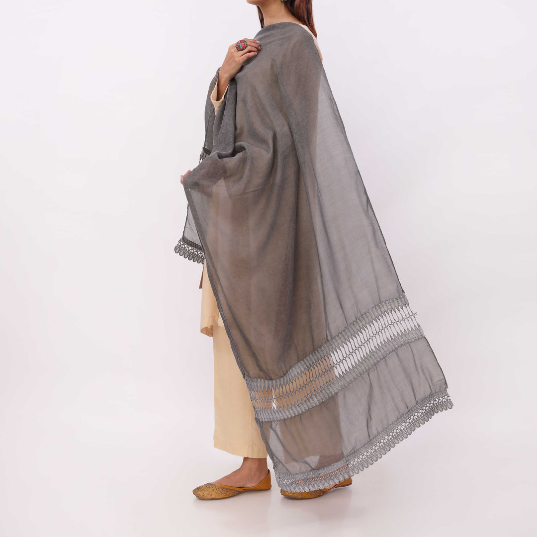 Black Embroidered Stole PD5323