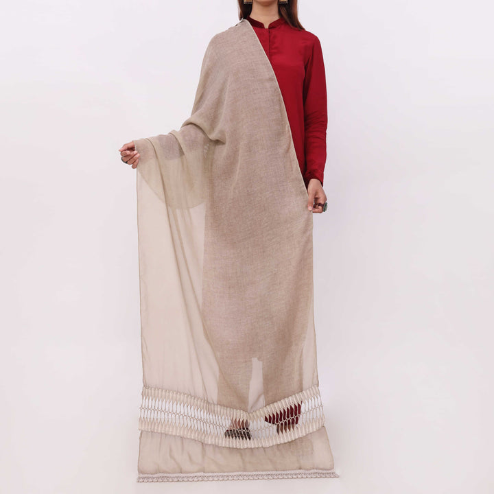Beige Embroidered Stole PD5325