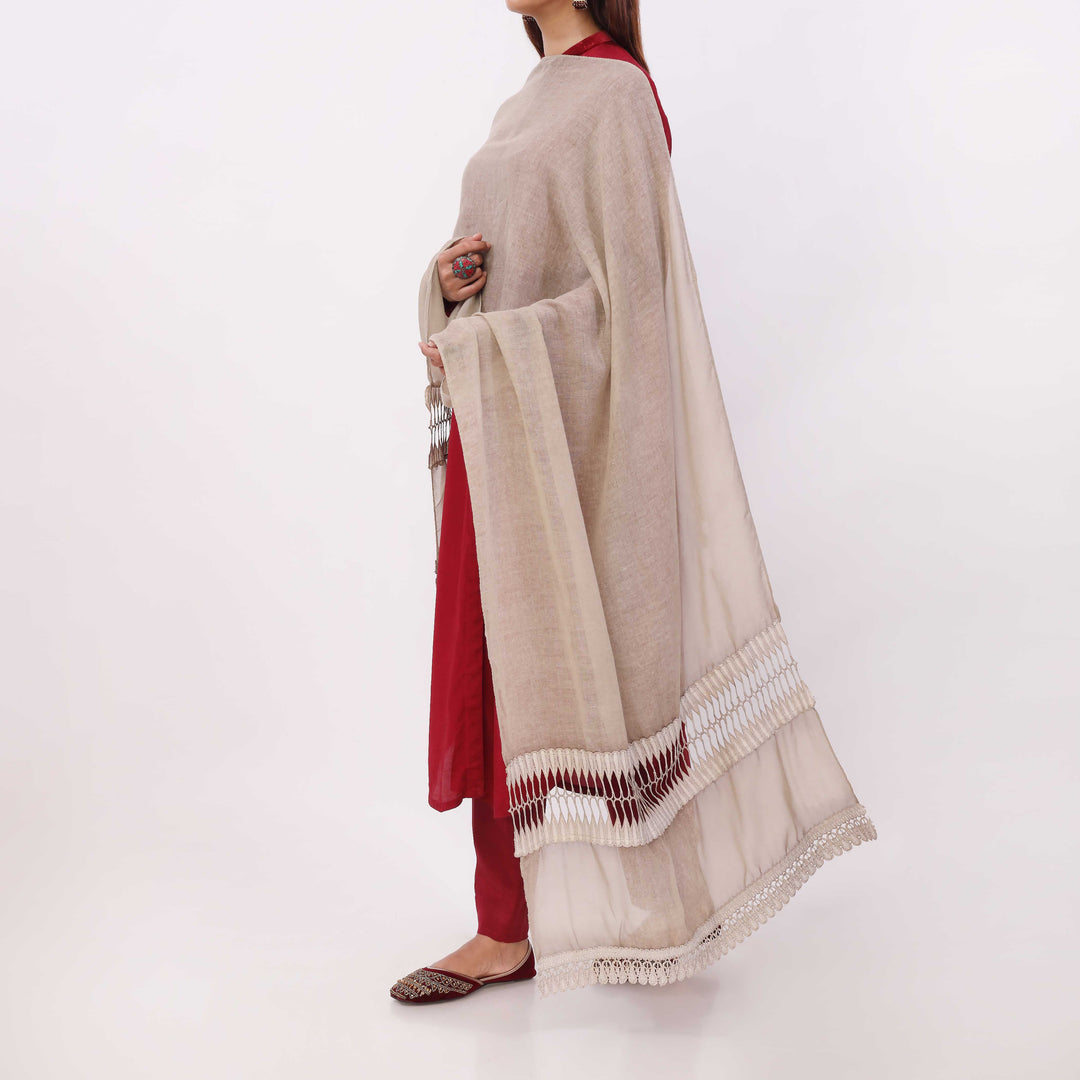 Beige Embroidered Stole PD5325