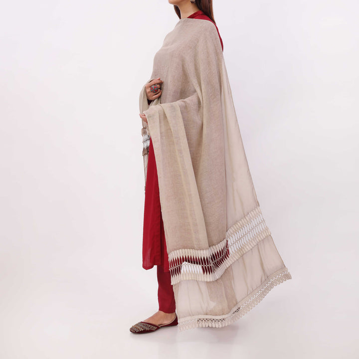Beige Embroidered Stole PD5325