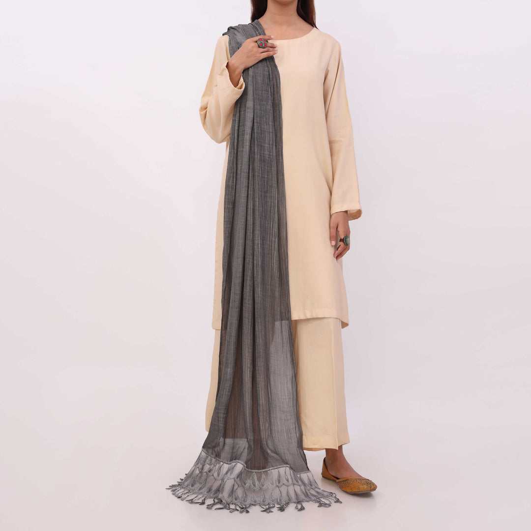 Black Embroidered Stole PD5326