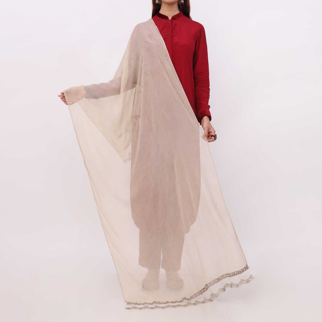 Beige Embroidered Stole PD5330