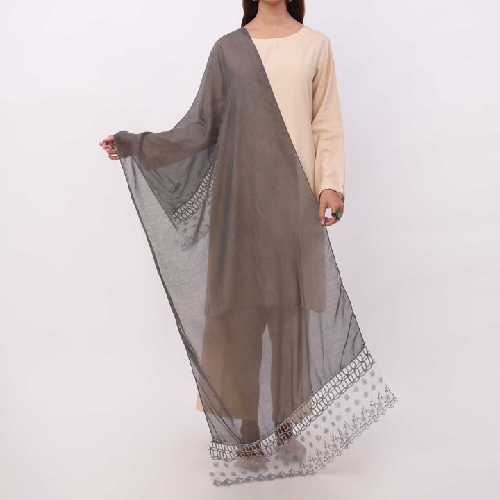 Black Embroidered Stole PD5340