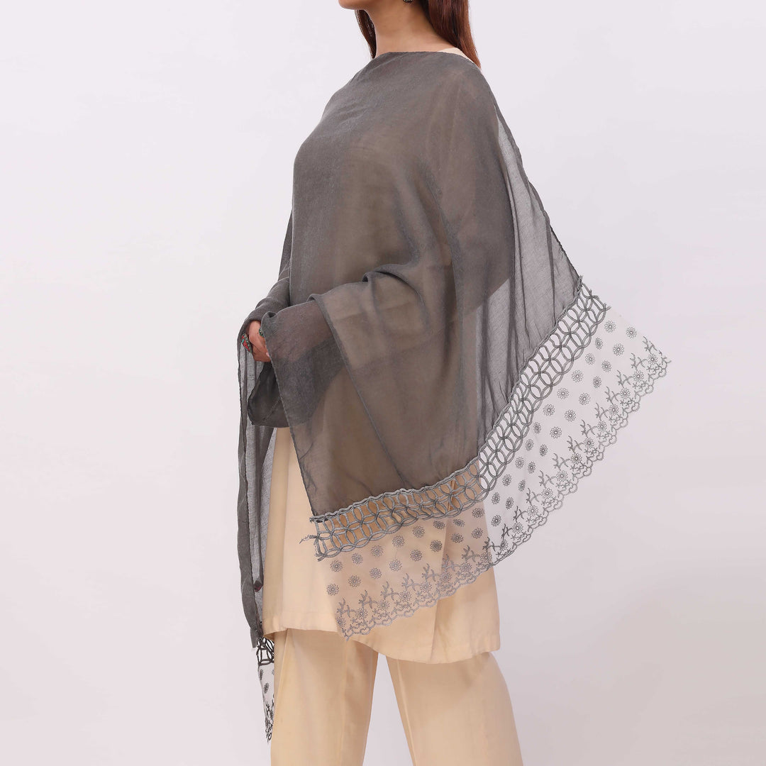 Black Embroidered Stole PD5340