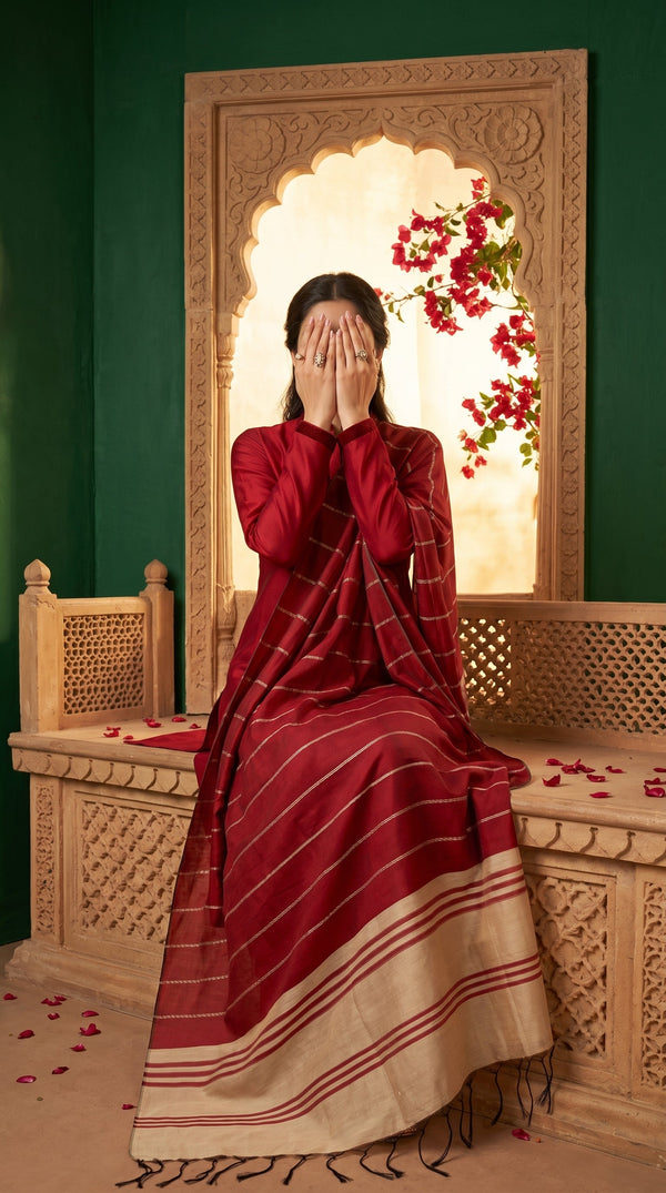 Maroon Paper Cotton Dupatta PD5366