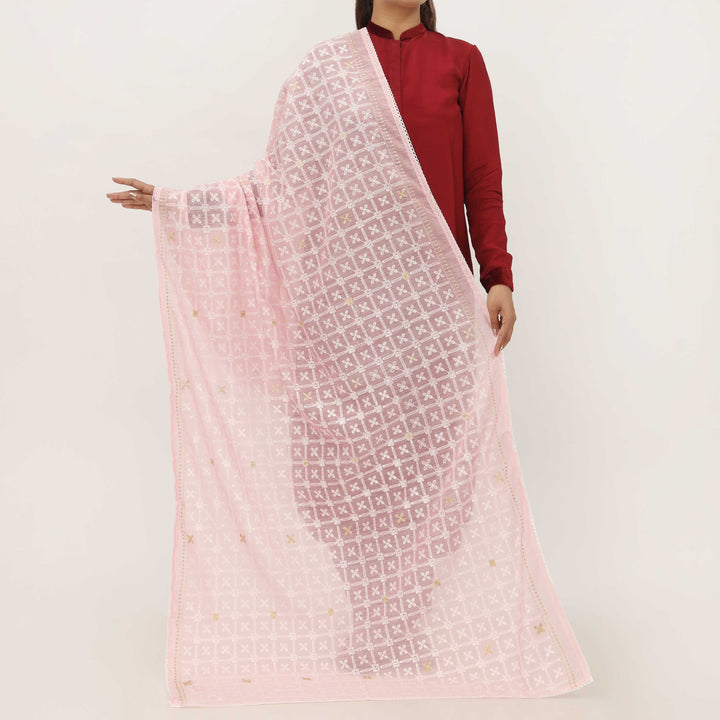 Pink Embroidered Dupatta PD5428