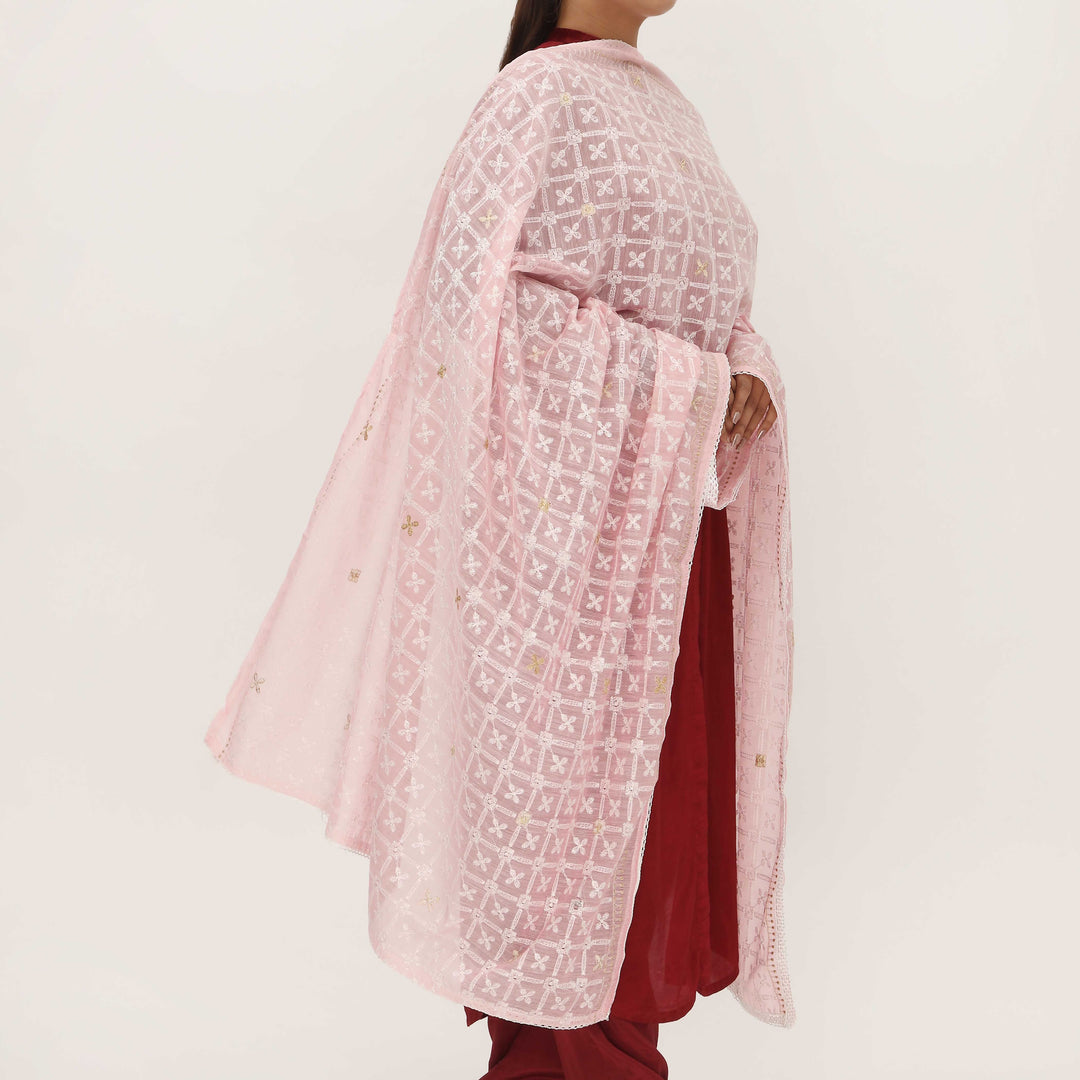 Pink Embroidered Dupatta PD5428