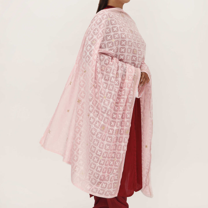 Pink Embroidered Dupatta PD5428