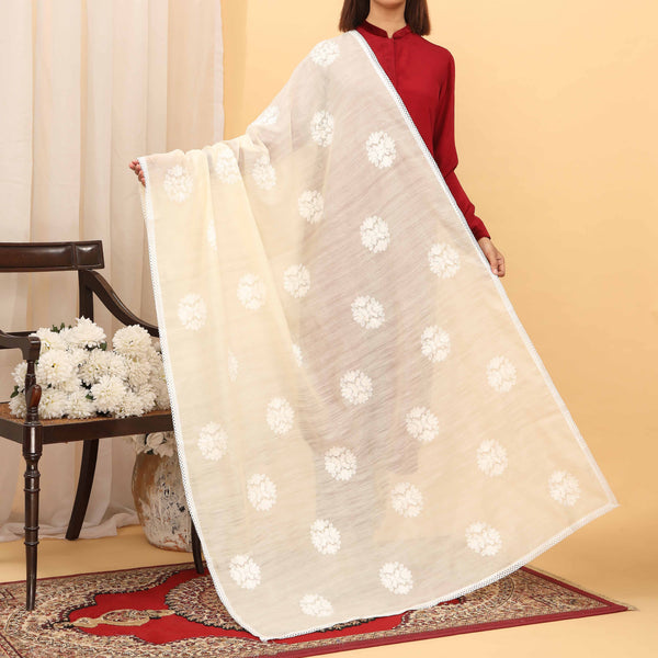 White Embroidered Dupatta PD5451