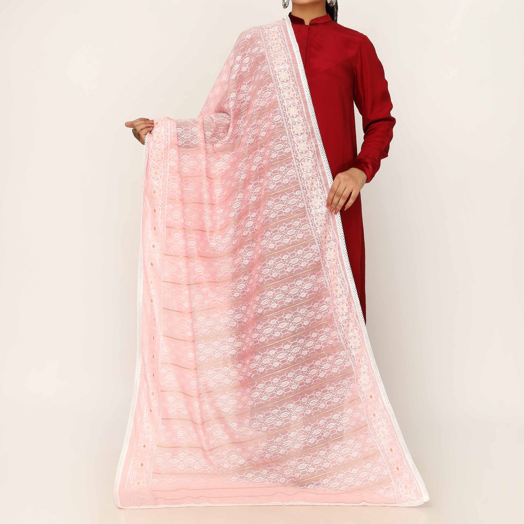 Pink Embroidered Dupatta PD5469