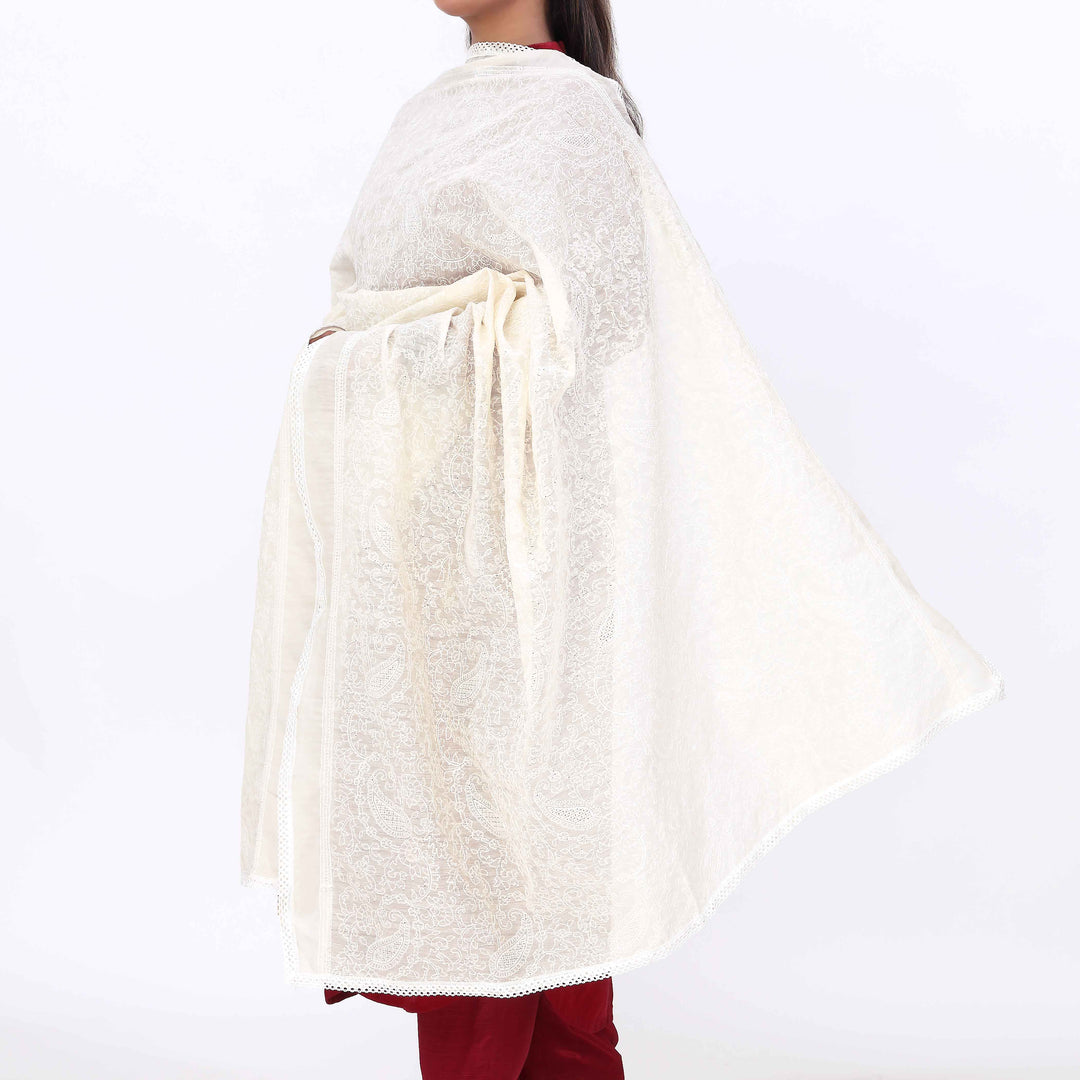 Fawn Monar Slub Embroiderd Duppata PD5601