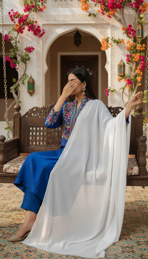 Cream Plain Chiffon Dupatta PD6013