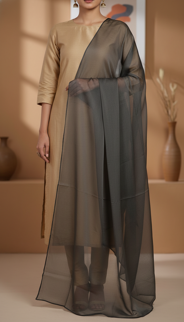 طرحة أورجانزا سوداء مصبوغة PD6029