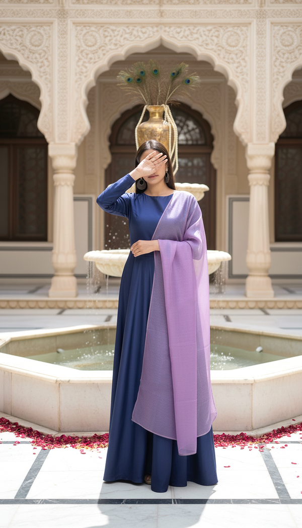 Purple Dyed Organza Dupatta PD603566