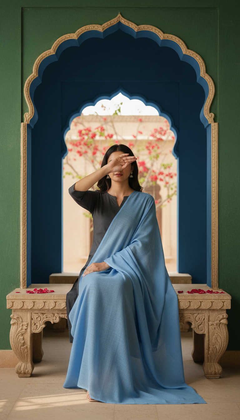 وشاح صيفي بلون أزرق سماوي PD6106