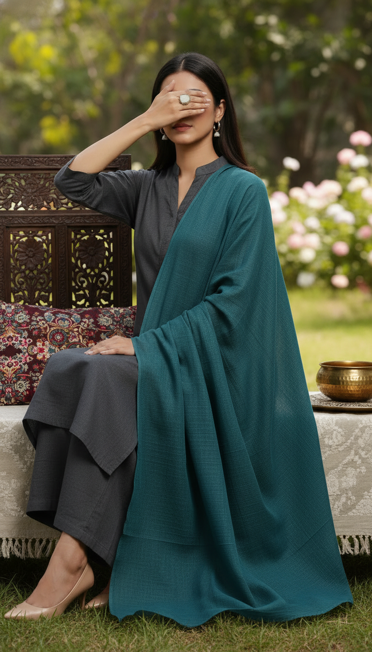 شال صيفي أزرق مخضر PD6108