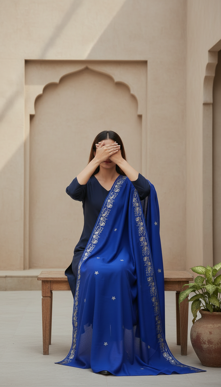 Royal Blue Summer Shawl PD6122