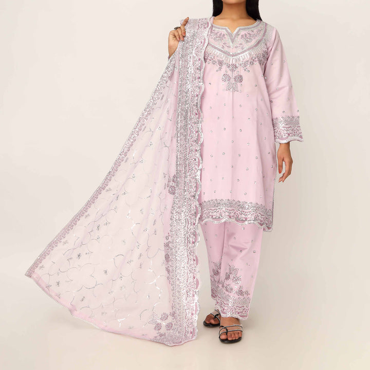 3PC- Khaddi Net Embellished Suit PF5016