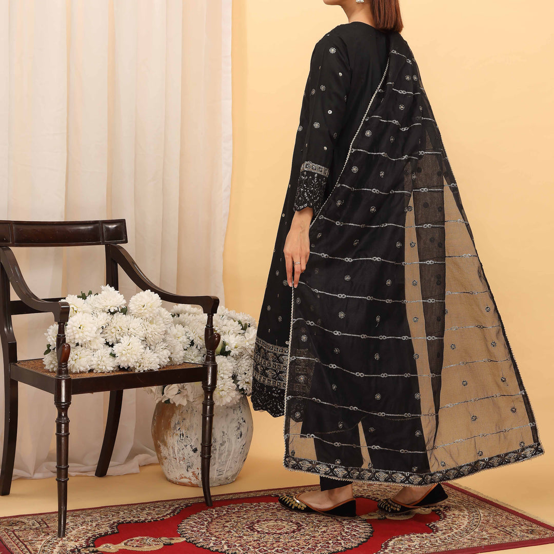 3PC- Embellished Khaddi Net Suit PF5110