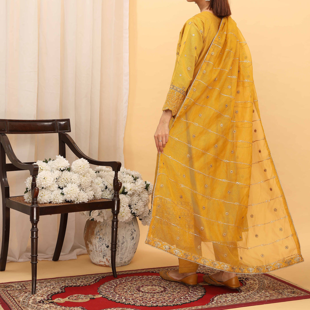 3PC- Embellished Khaddi Net Suit PF5111