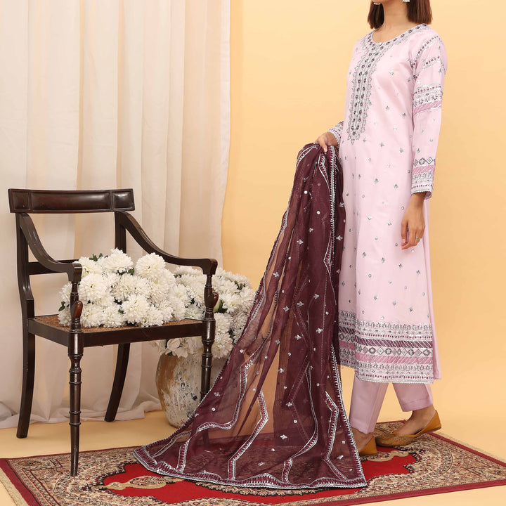 3PC- Embellished Khaddi Net Suit PF5117