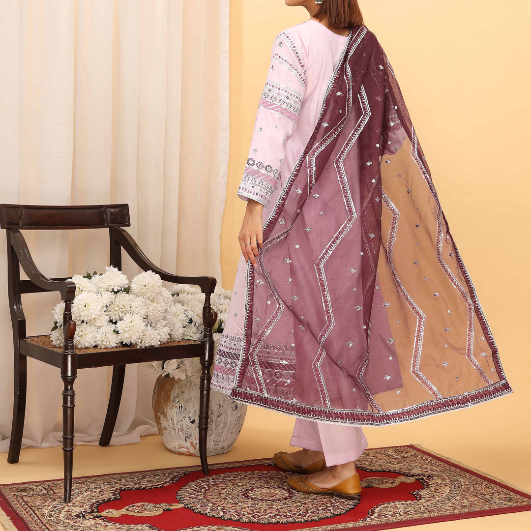 3PC- Embellished Khaddi Net Suit PF5117