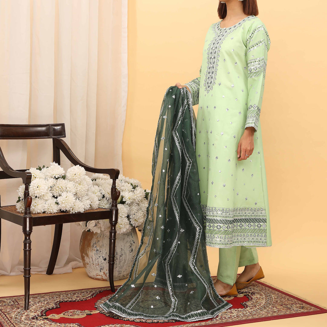3PC- Embellished Khaddi Net Suit PF5118