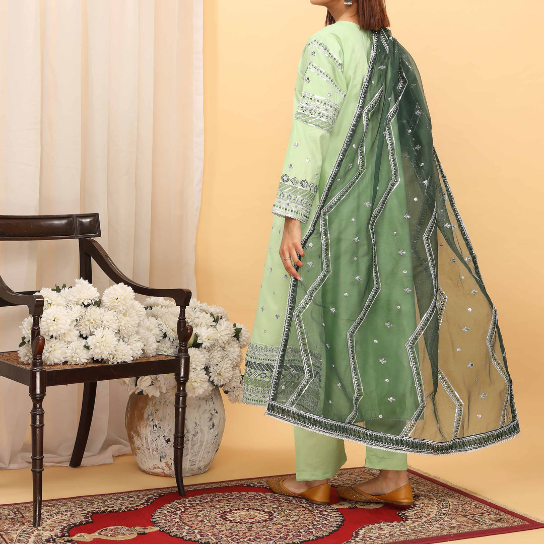 3PC- Embellished Khaddi Net Suit PF5118