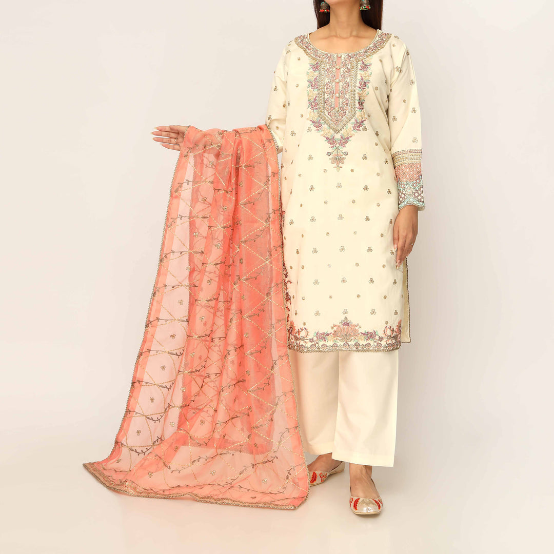 3PC- Khaddi Net Embellished Suit PF5135