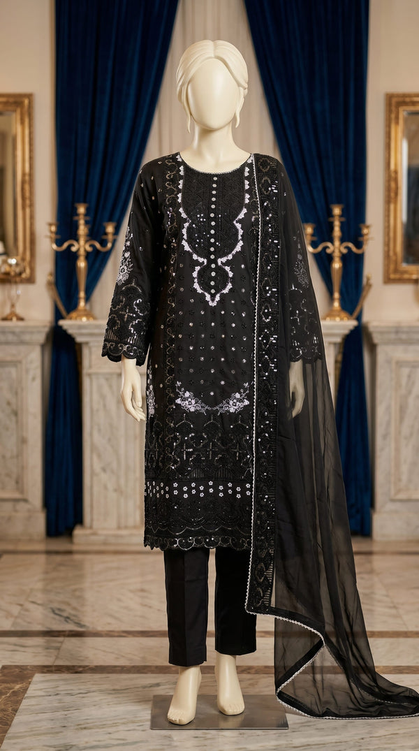 3 PC Embellished Cotton Suit PF601301