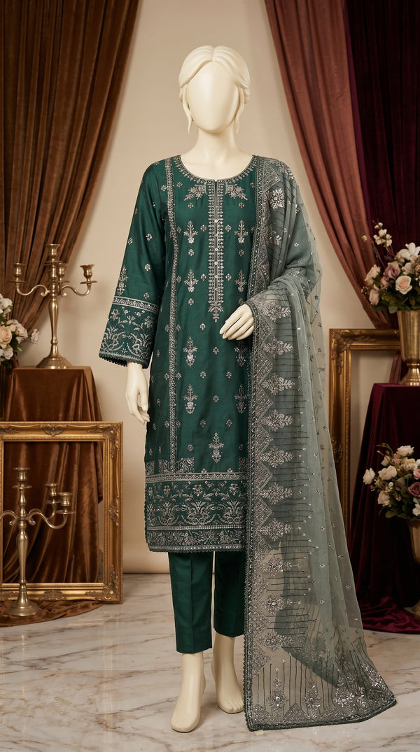 3 PC Embellished Cotton Suit PF610011