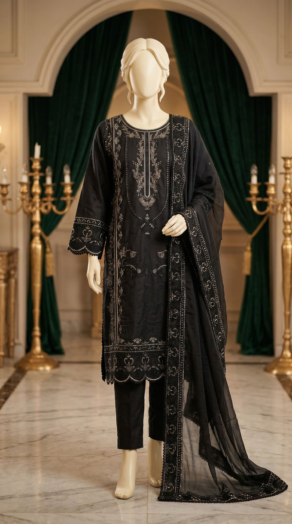 3 PC Embellished Cotton Suit PF612501