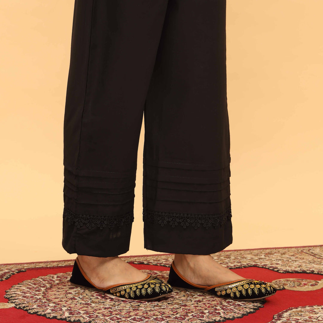 Black Straight Fit Embellished Trouser PL5047