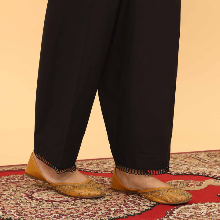 Black Straight Fit Embellished Trouser PL5053
