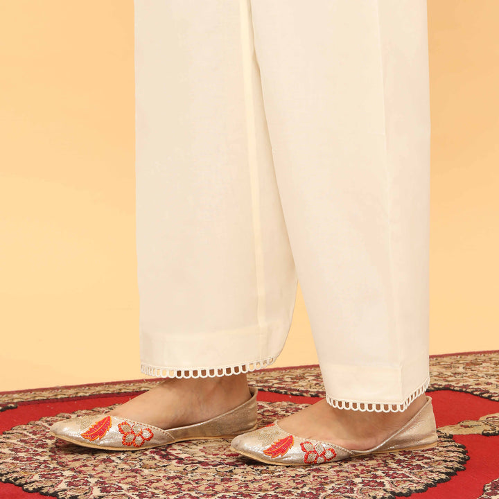 Cream Straight Fit Embellished Trouser PL5055