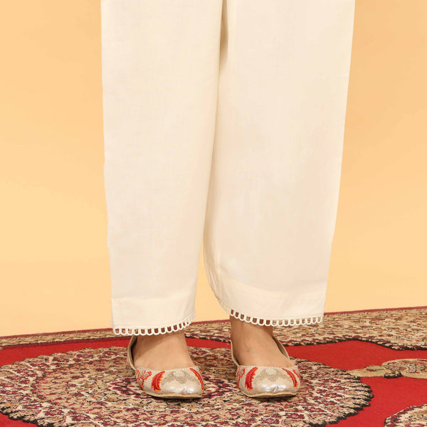Cream Straight Fit Embellished Trouser PL5055