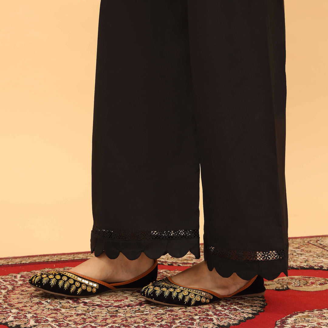Black Straight Fit Embellished Trouser PL5056