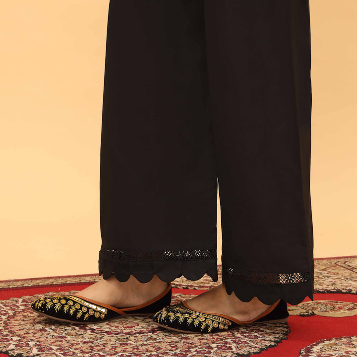 Black Straight Fit Embellished Trouser PL5056