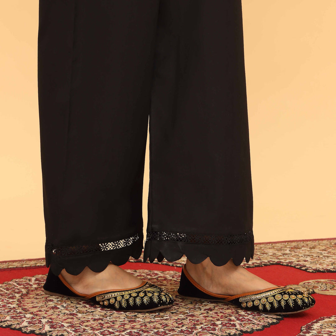 Black Straight Fit Embellished Trouser PL5056
