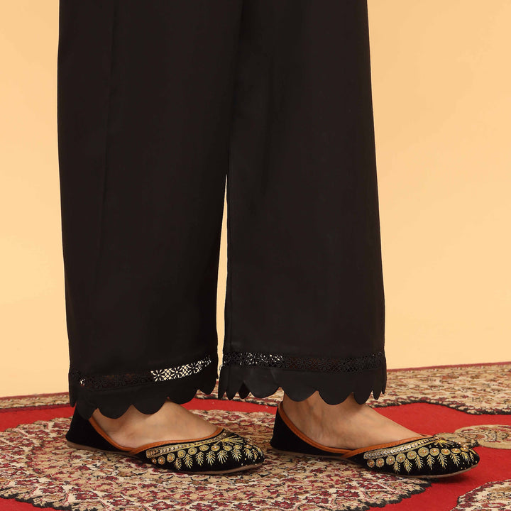 Black Straight Fit Embellished Trouser PL5056