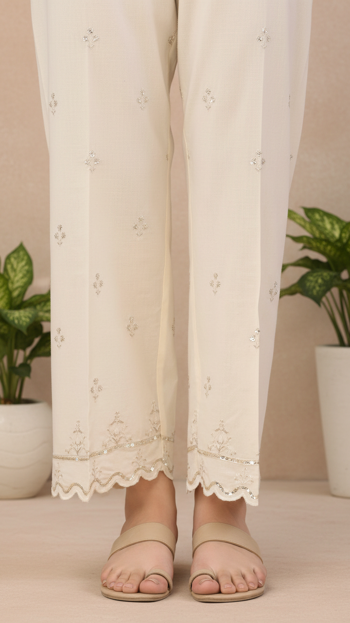 White Cotton Cambric Trouser PL5157