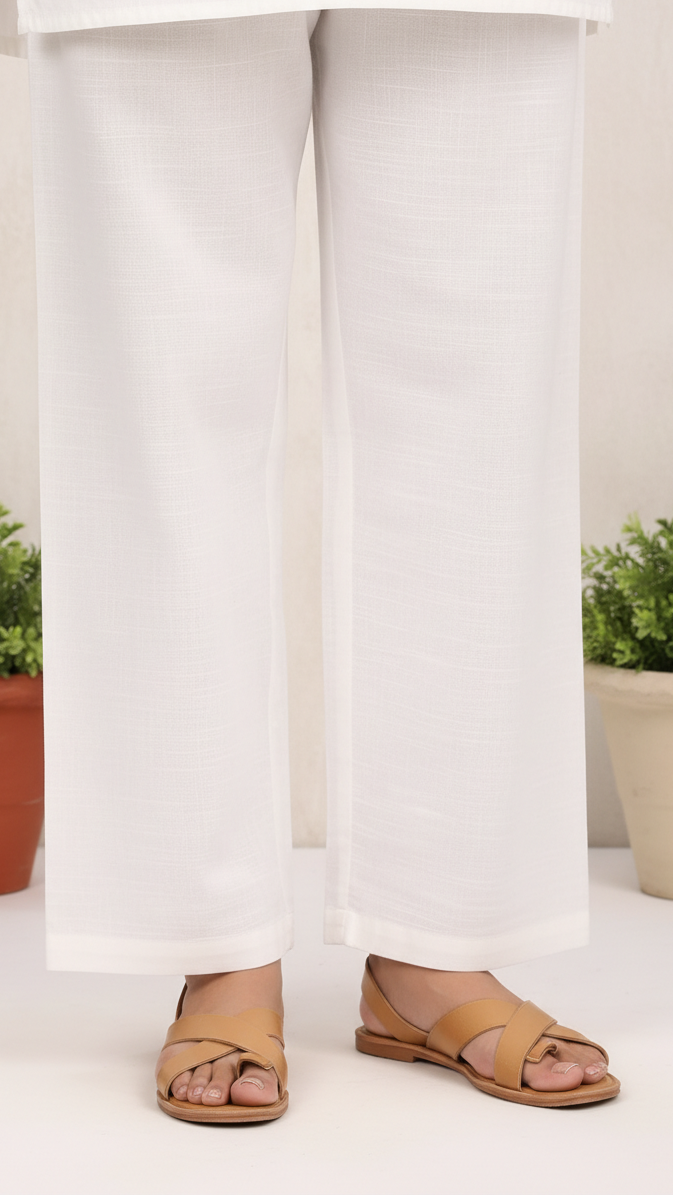 White Slub Khader Basic Trouser PL5160