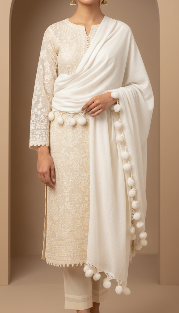 Cream Winter Stole PN5039