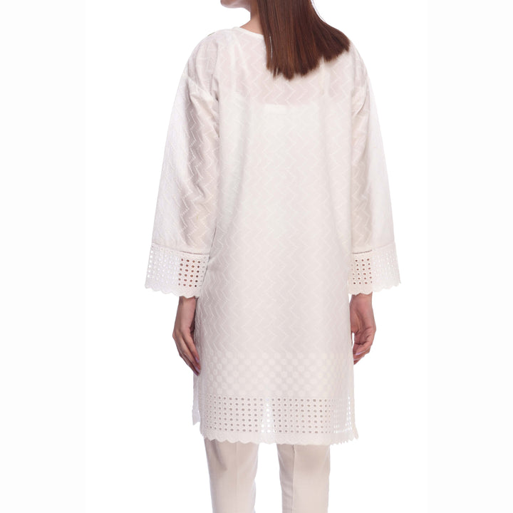 White Color ChikanKari Embellished Shirt PS2156