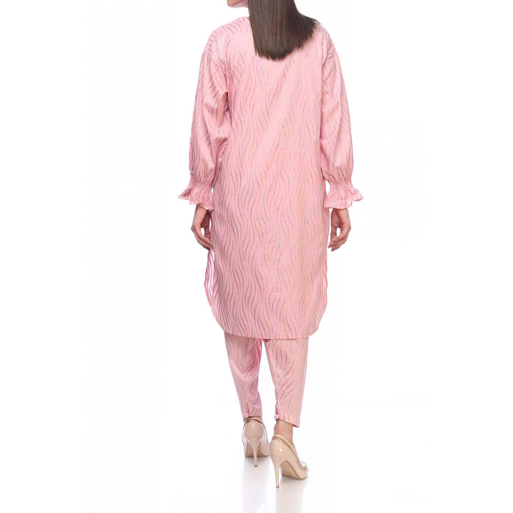 Pink Color Embellished Jacquard Shirt PS2283